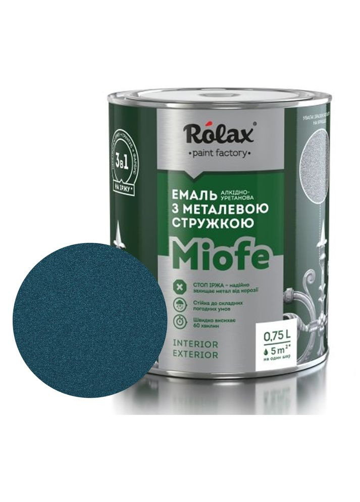 Емаль із металевою стружкою Miofe № 723 блакитна 0,75 л Rolax (360881054)