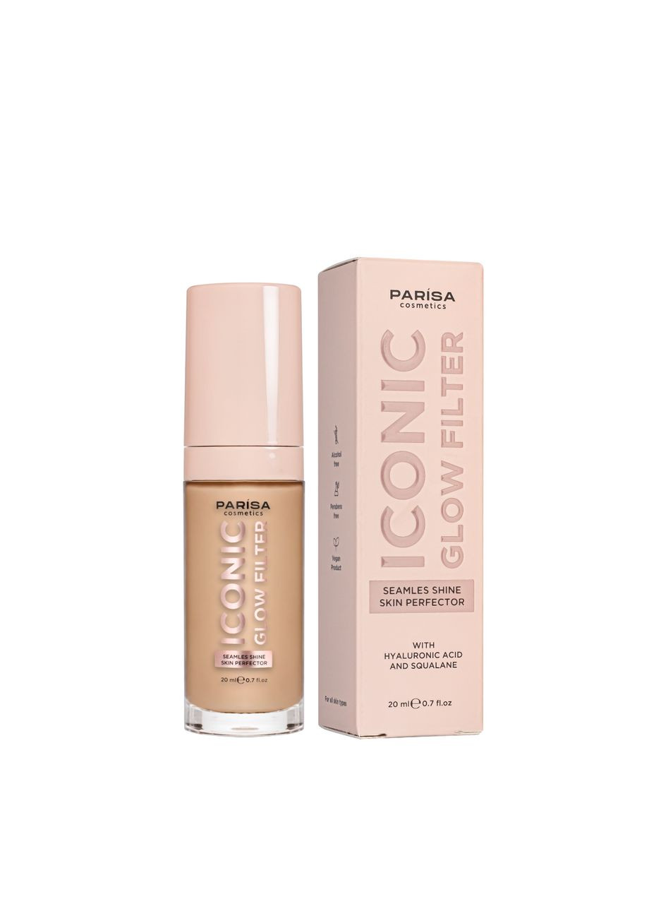 Тональна основа з ефектом сяйва 20 мл, 601 Porcelain glow Порцелянова Parisa Cosmetics (354232209)