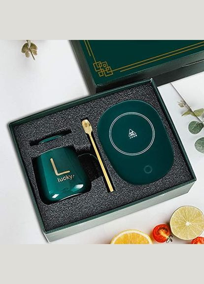 Керамічний кухоль з підставкою для підігріву 220В, об'єм 450 мл, зелений Lucky (315373100)