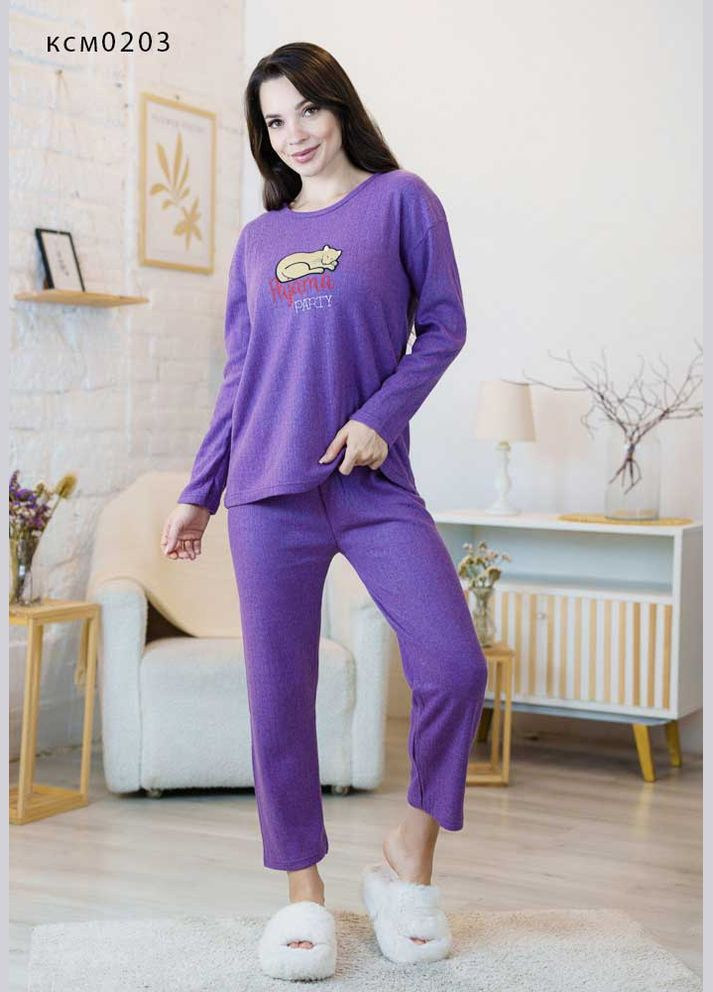 Бесцветная женская теплая мягкая пижама KSM
