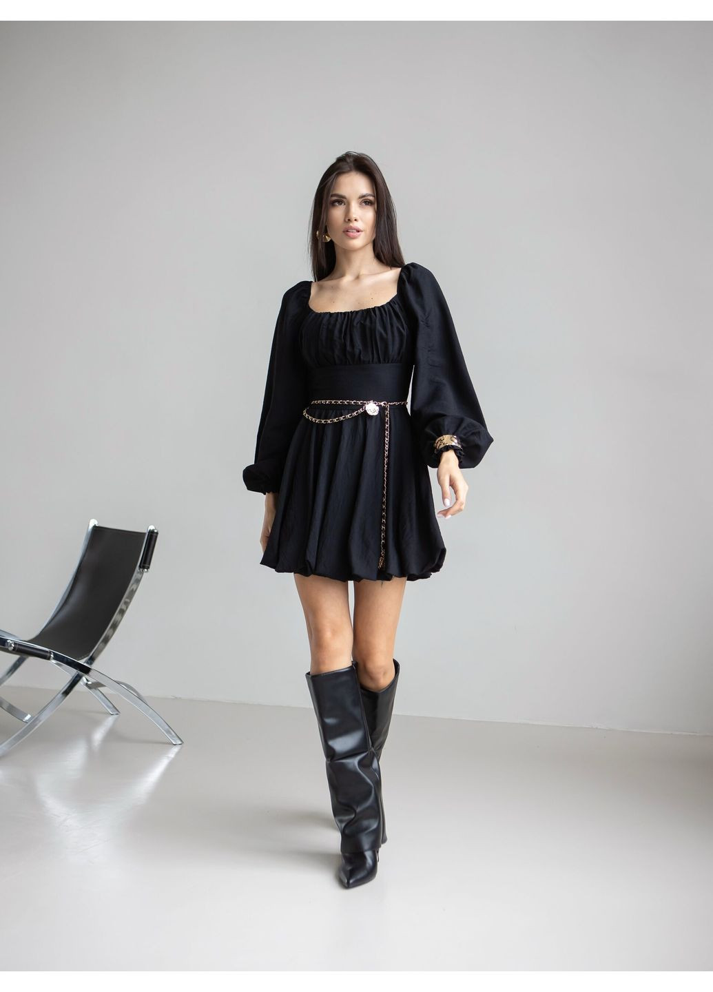 Черное праздничный женское мини-платье "алисия" с объемной юбкой (td-2968720167817) TessDress