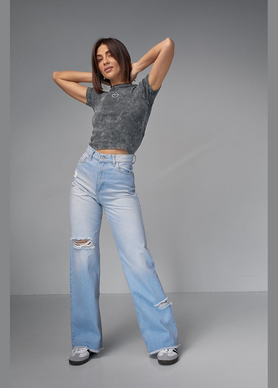 Женские джинсы с рваными элементами Lurex - (280900149)