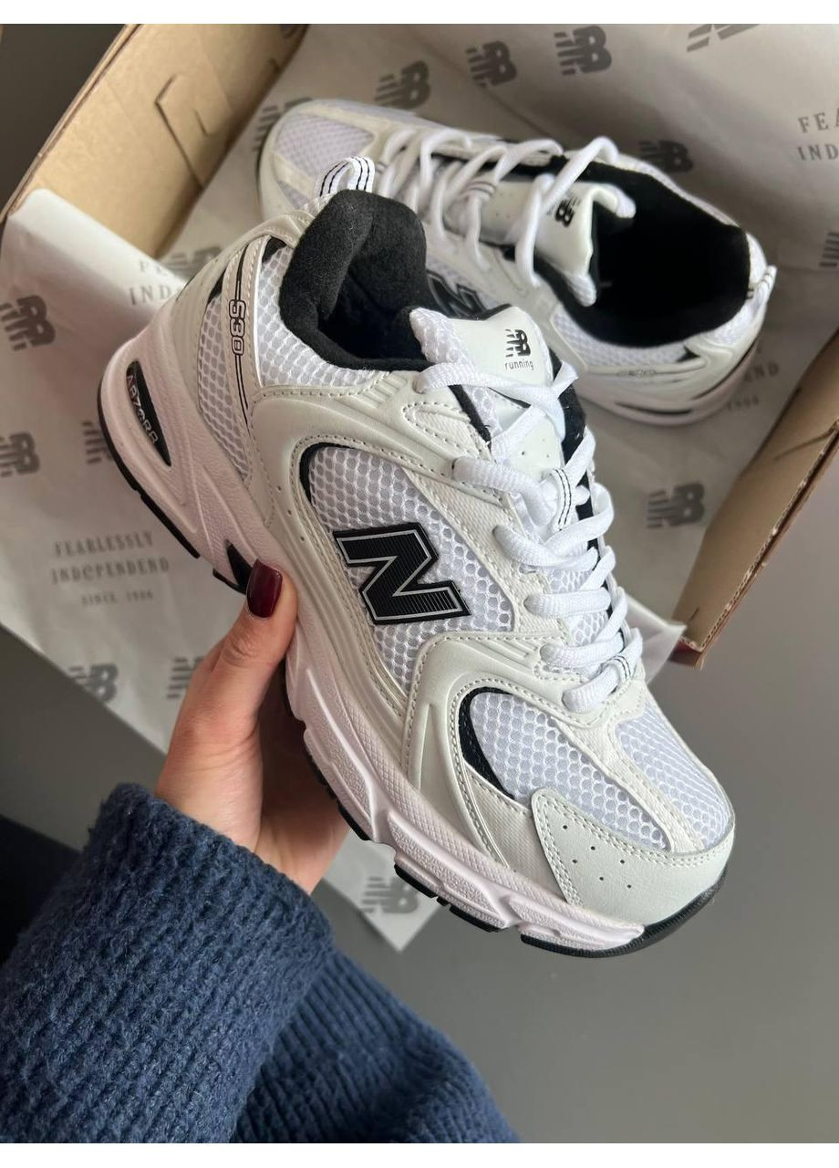 КРОССОВКИ ЖЕНСКИЕ NEW BALANCE 530 FUR WHITE BLACK НЬЮ БЕЛАНС 530 No Brand чёрные демисезоны (368869626)