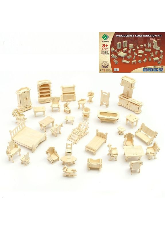 3D Деревянный конструктор. Набор кукольной мебели No Brand (335029615)