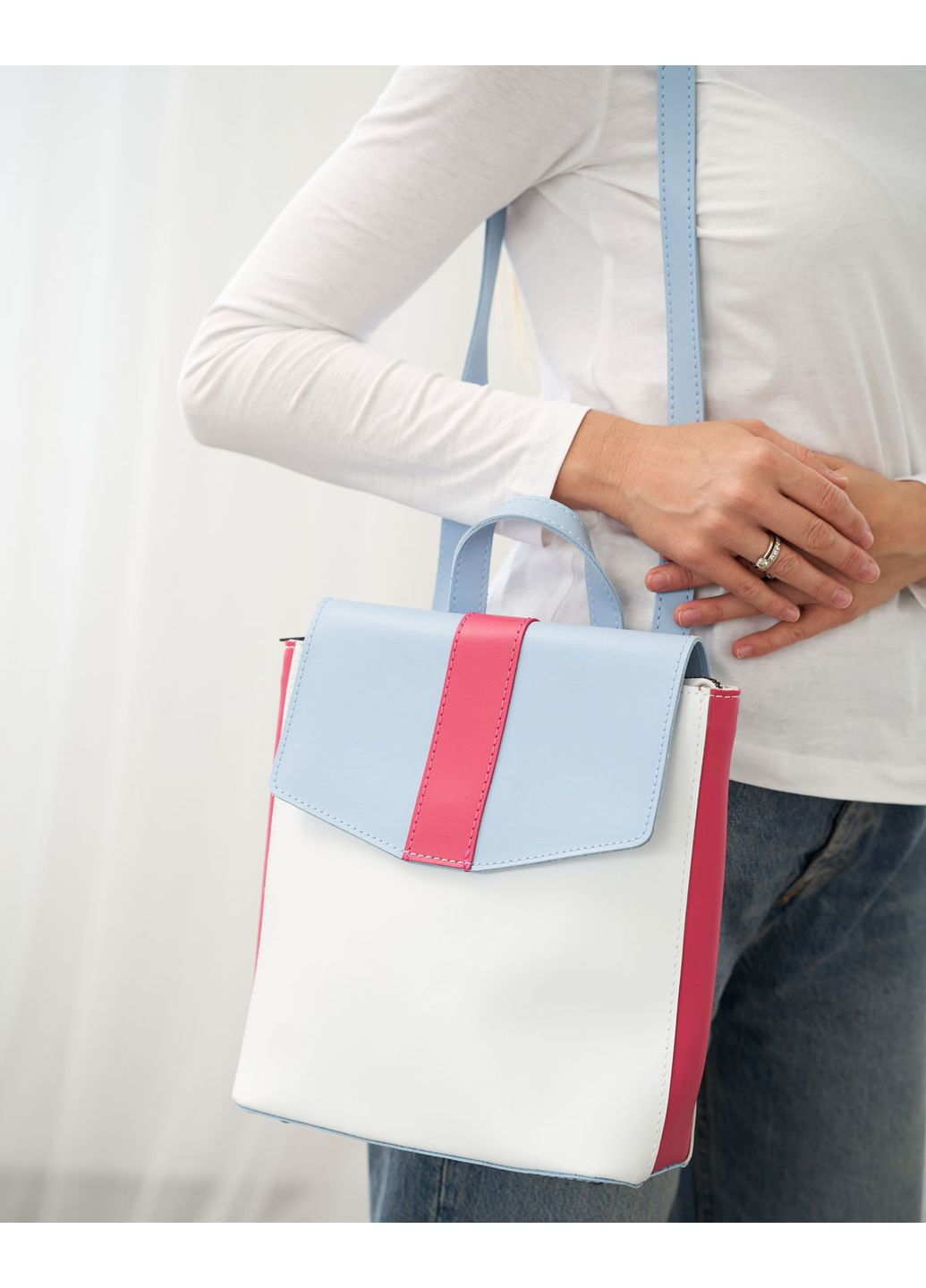 Жіночий рюкзак білий екошкіра молодіжний сумка з регульованими ременями для повсякденного використання ProDobro (367266311)