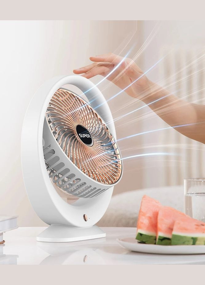 Вентилятор настольний с поворотом 180° 19128 4.5 Вт белый No Brand (364498143)