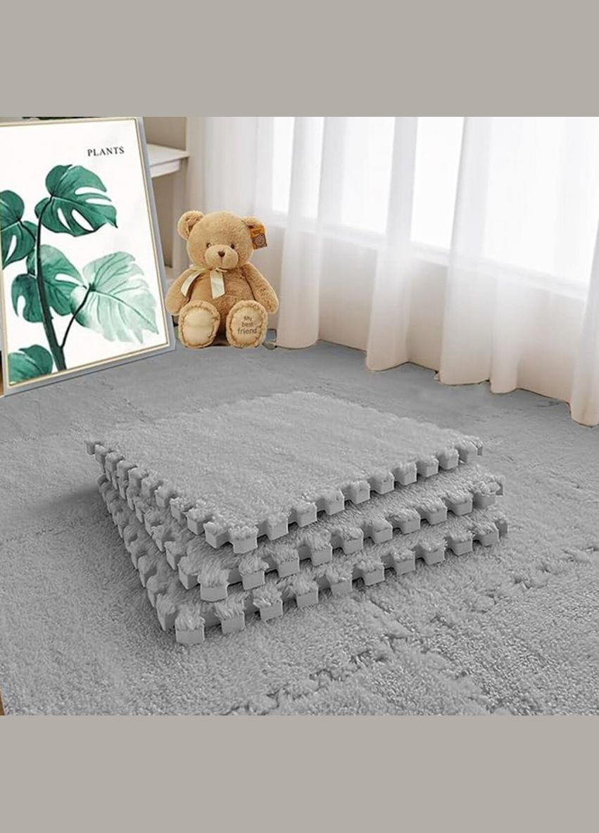 Підлогапазл плюшевий СВІТЛО-СІРИЙ 30*30*1cm (D) SW-00002080 Sticker Wall (299843641)