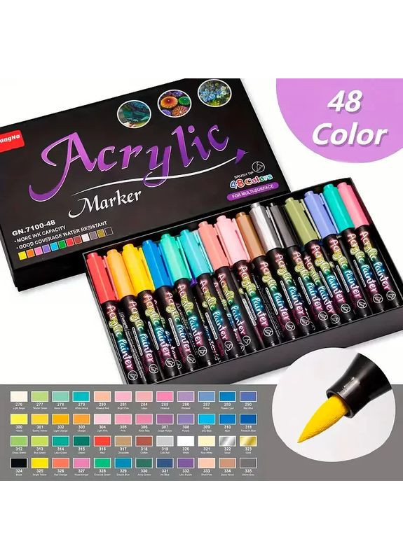 Маркеры акриловые набор 48 шт на водной основе Gn 7100 фломастеры для творчества универсальные для рисования No Brand (360801940)