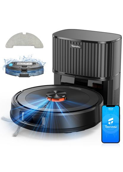 Робот-пилосос і швабра D10S MAX 2-в-1 з автоматичним спорожненням станції, 4500 Па Teendow (361932222)