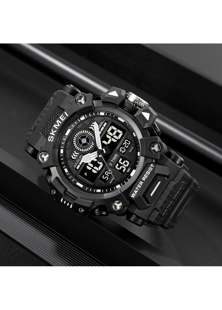 Часы черные спортивные для мужчин с будильником и хронографом водонепроницаемые 50 м ProDobro (367266124)