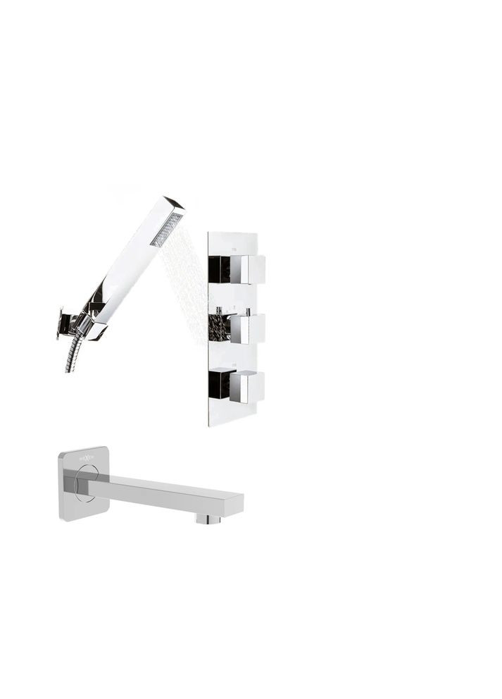 Змішувач для ванни та душу BRITO CHROME з термостатом + BOX прихованого монтажу Rea (353495513)