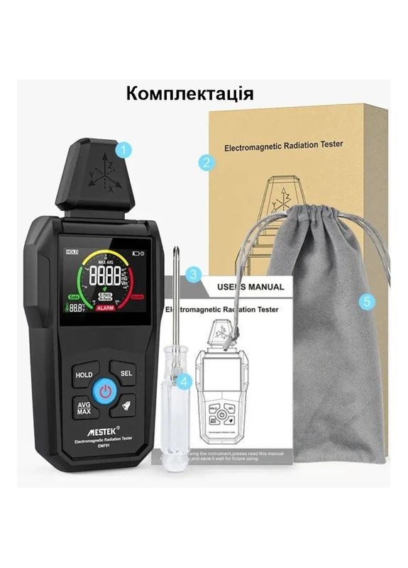 Детектор электромагнитного излучения с термометром EMF01 Mestek (337510702)