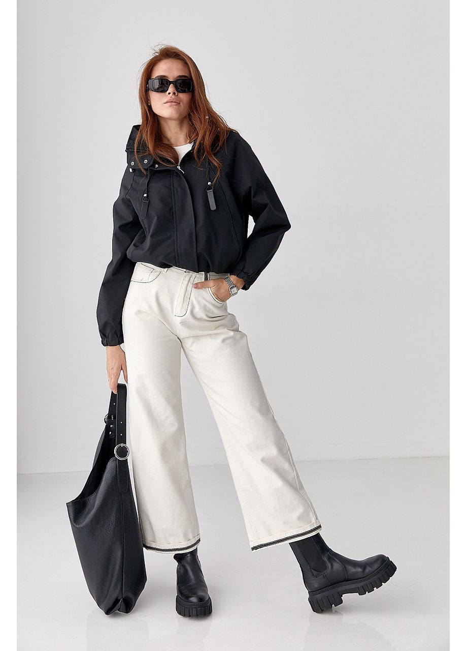 Ветровка свободного фасона на молнии - пудра цвет Lurex (361056902}