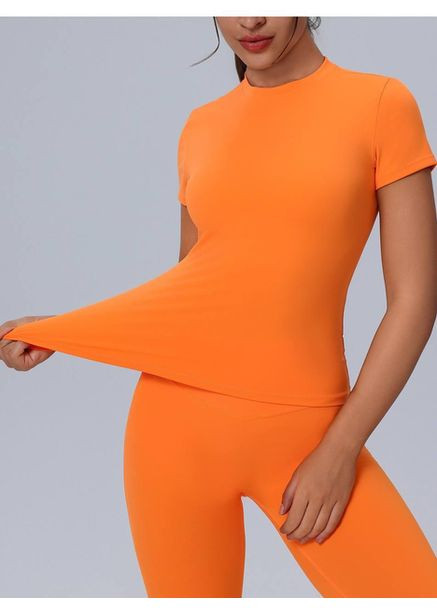 Женская приталенная футболка для активного образа жизни, оранжевая No Brand - (350915994)