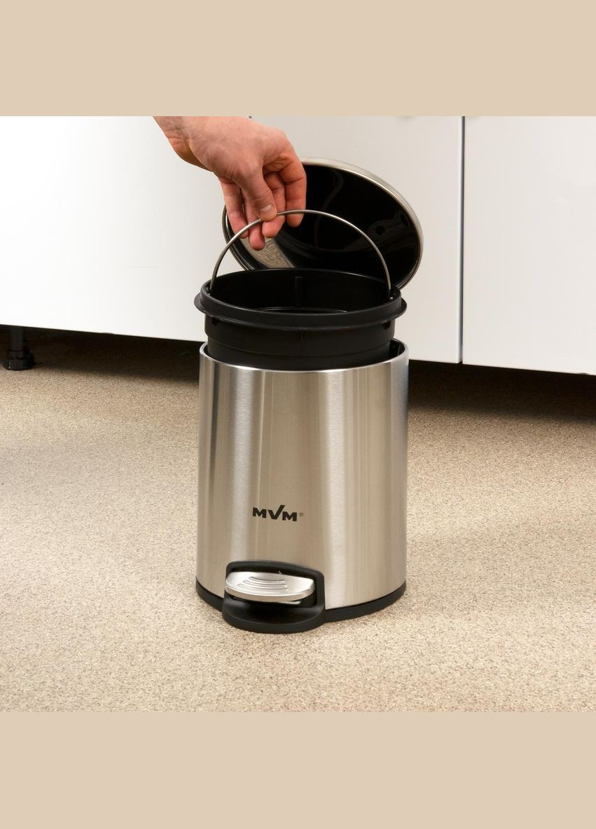 Мусорное ведро с крышкой и педалью BIN-16 5L SS MVM (317254078)