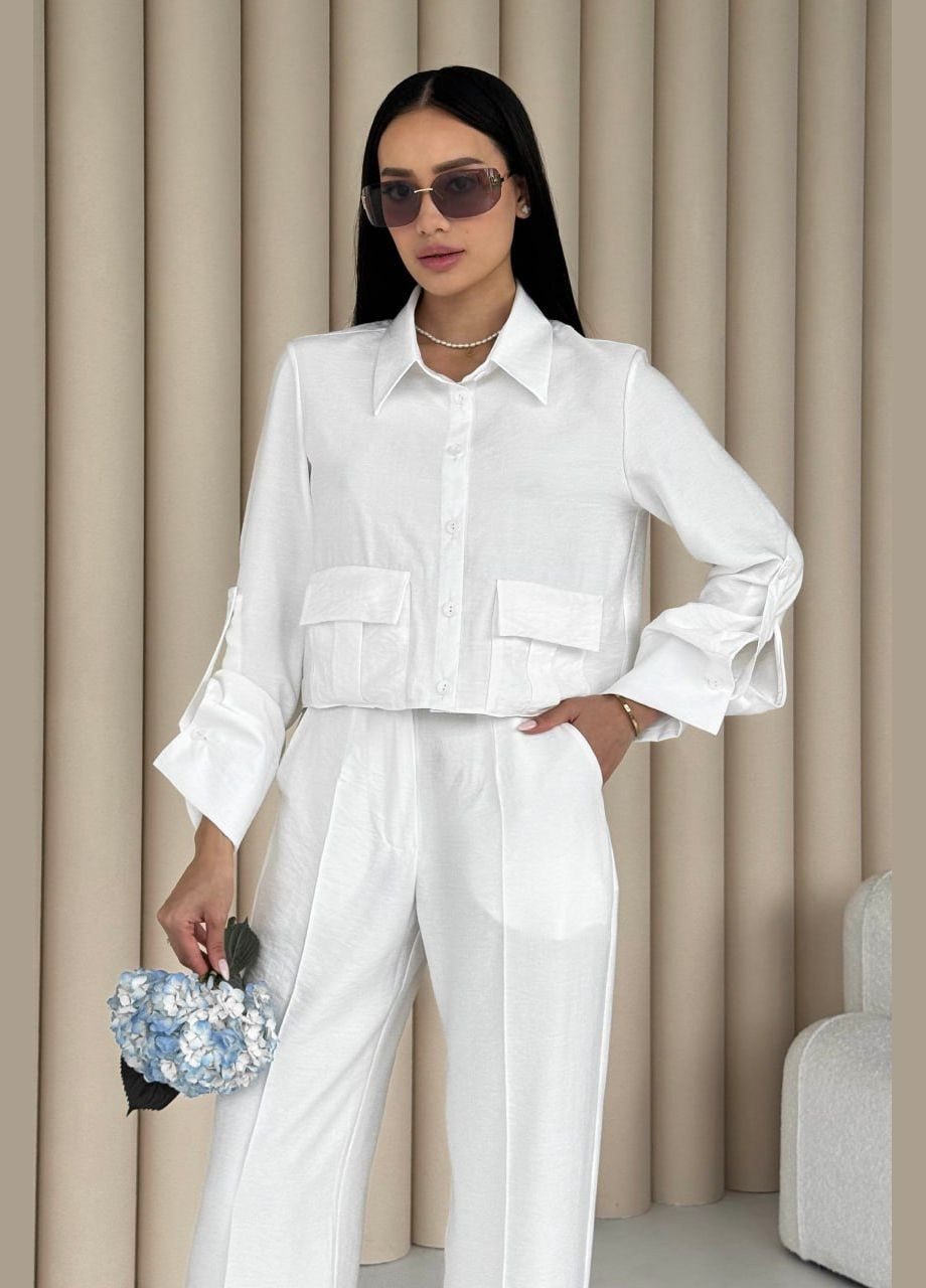 Свободный костюм прямого кроя белого цвета Jadone Fashion (292553264)