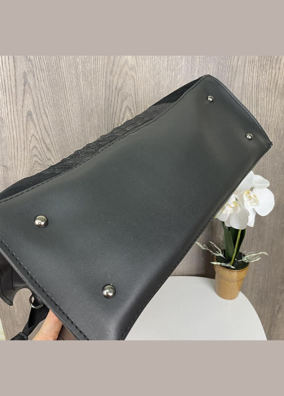 Жіноча сумка чорна через плече під рептилію, невелика жіноча сумка зміїна(BRT) Brettani (336552052)