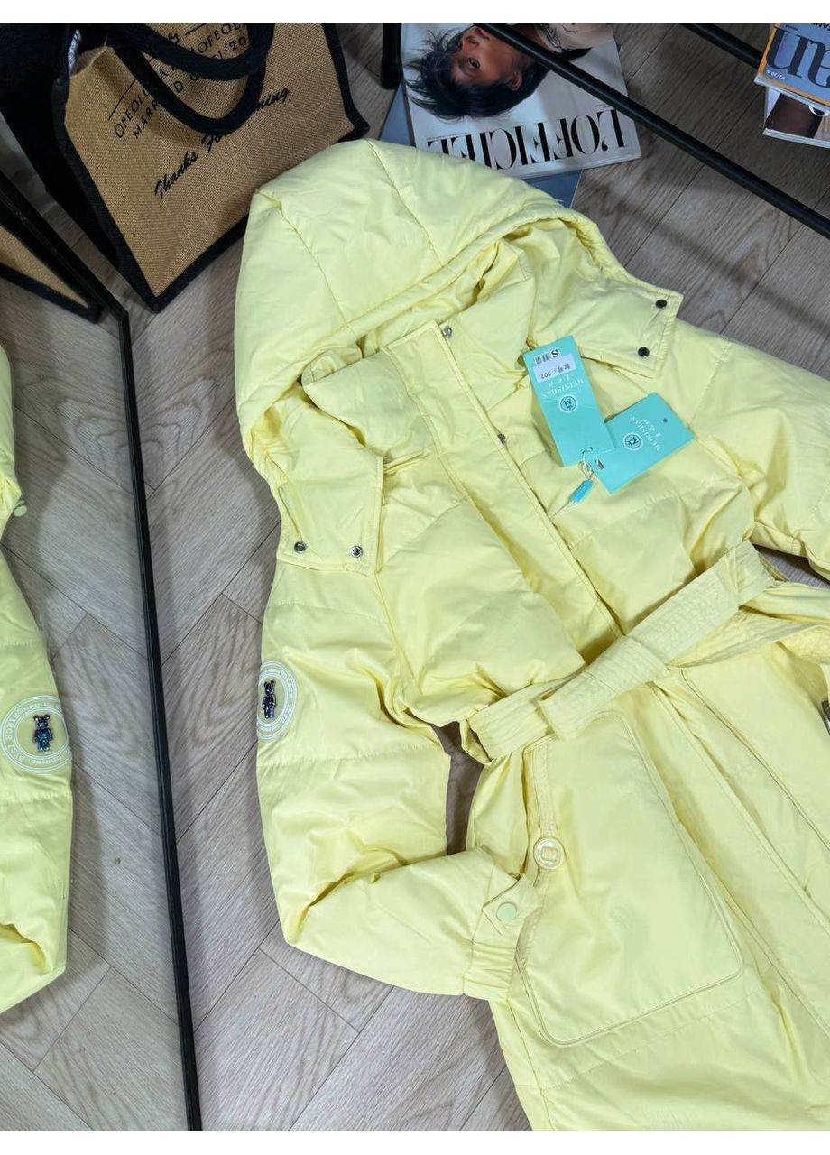 Жовта демісезонна 💫 стильна жіноча куртка з поясом DK/DL Мода без кордонів