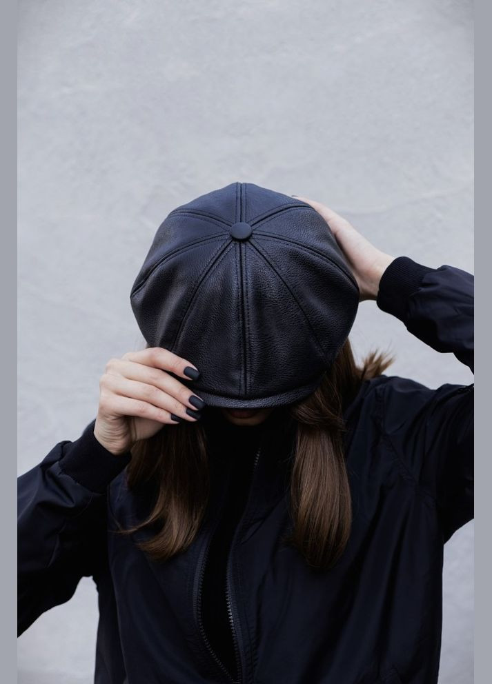 Шкіряна кепка восьмиклинка driver black Without (326597231)