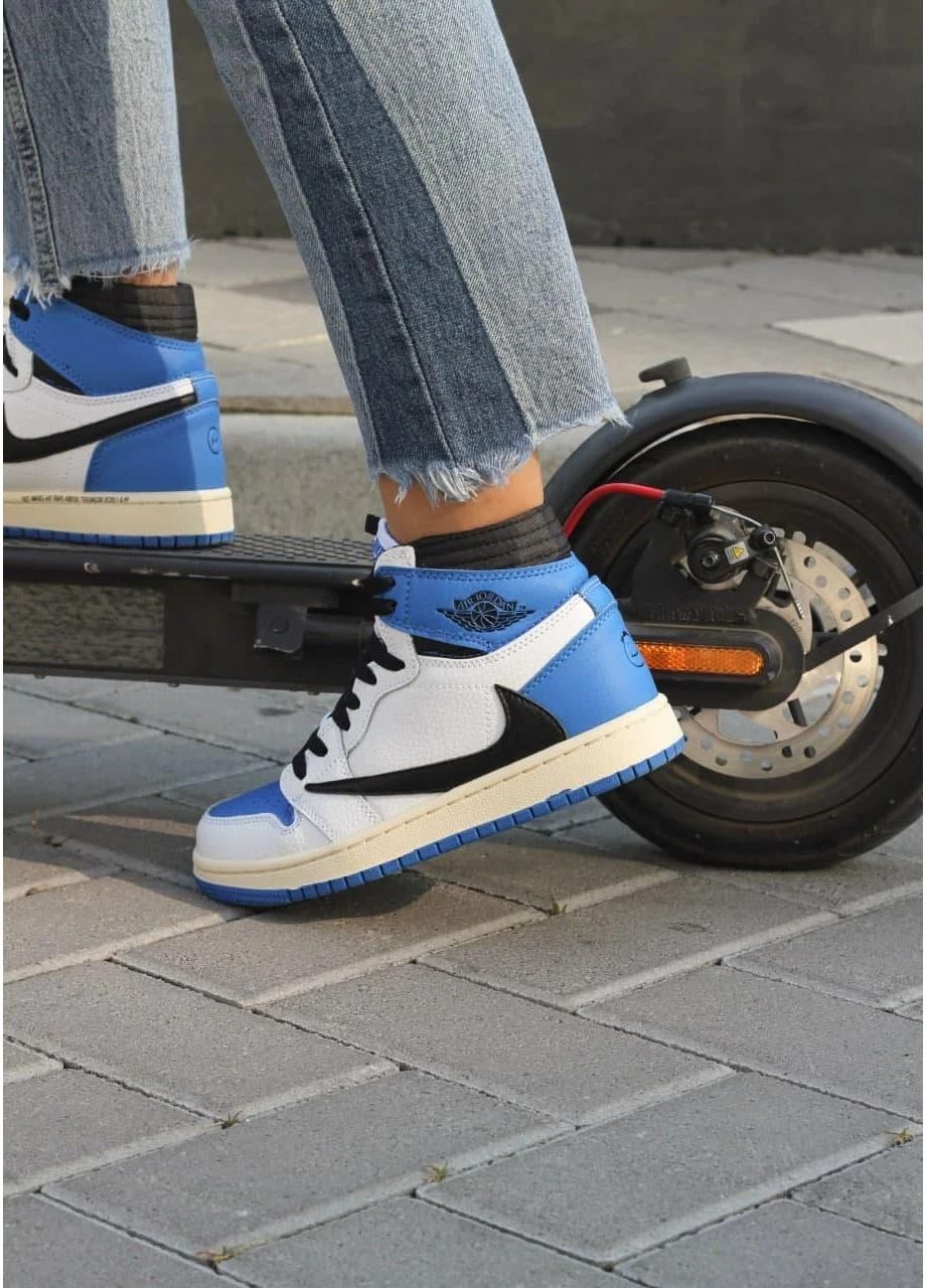 Комбіновані літні кросівки nike air jordan retro 1 hihg x fragment x trawis scott найк аір джордан No Brand