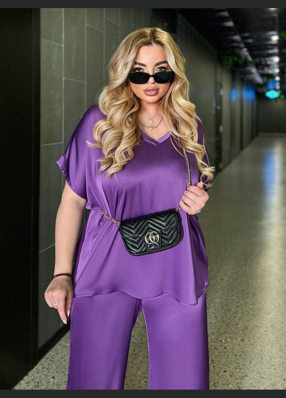 Жіночий костюм із шовку Армані колір фіолетовий р.48/52 454076 New Trend (289843995)