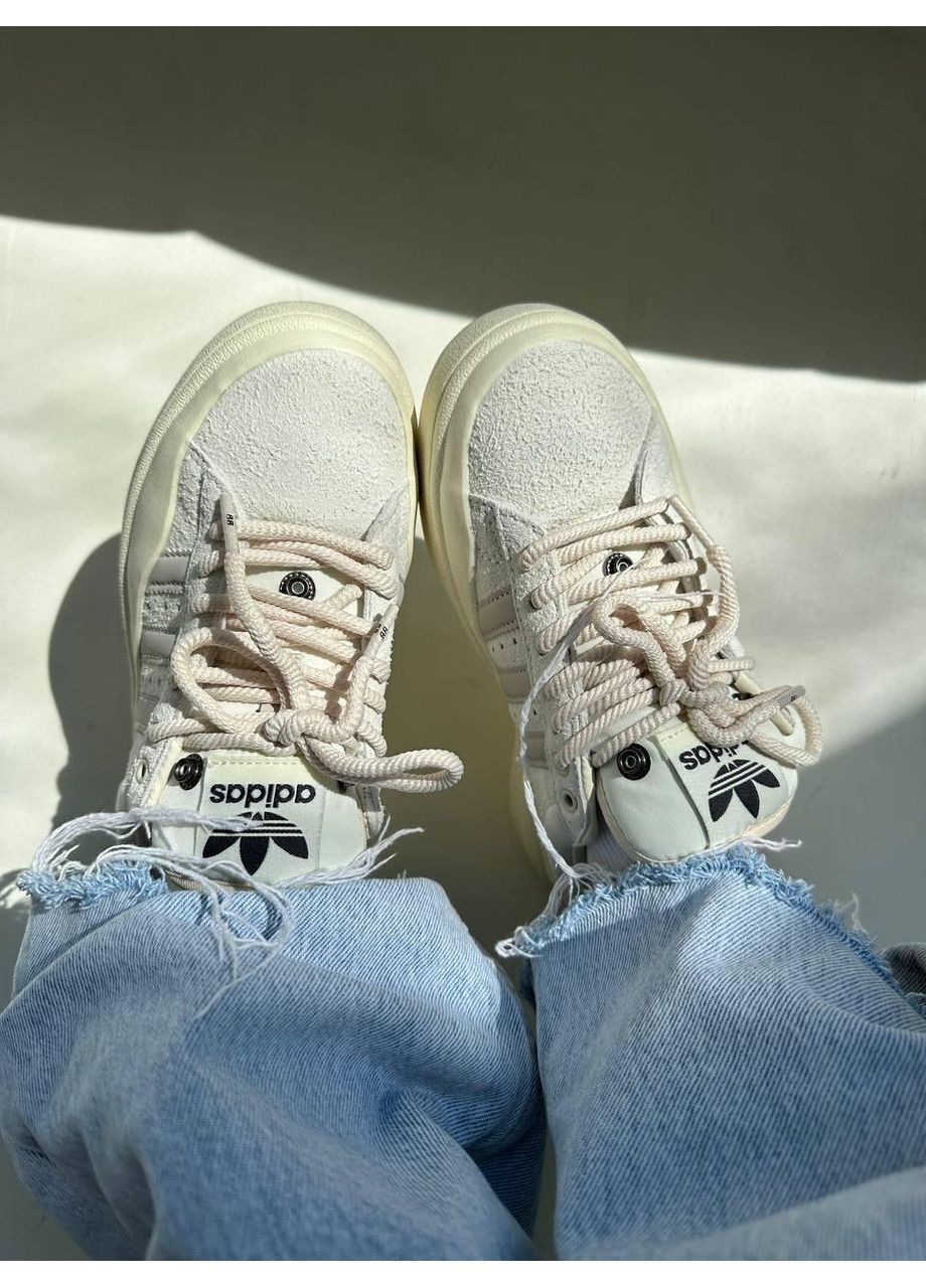 Бежевые демисезонные кроссовки мужские adidas campus x bad bunny beige адидас кампус No Brand