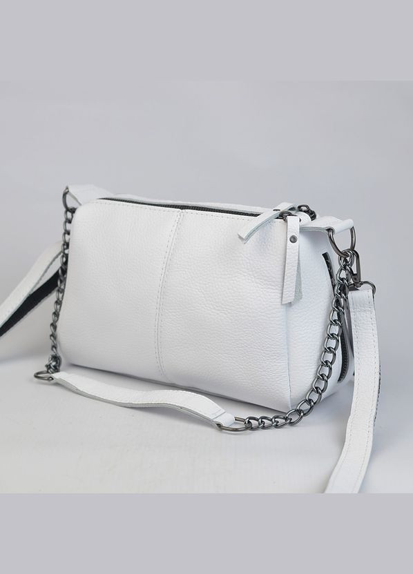 Белая женская кожаная маленькая сумочка через плечо кросс-боди на два отделения Serebro (306642375)