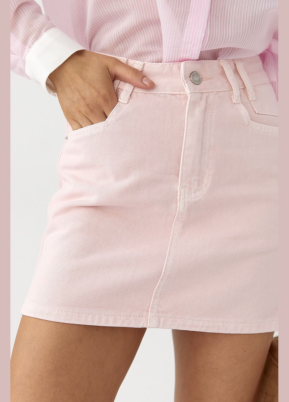 Розовая джинсовая мини-юбка Lurex