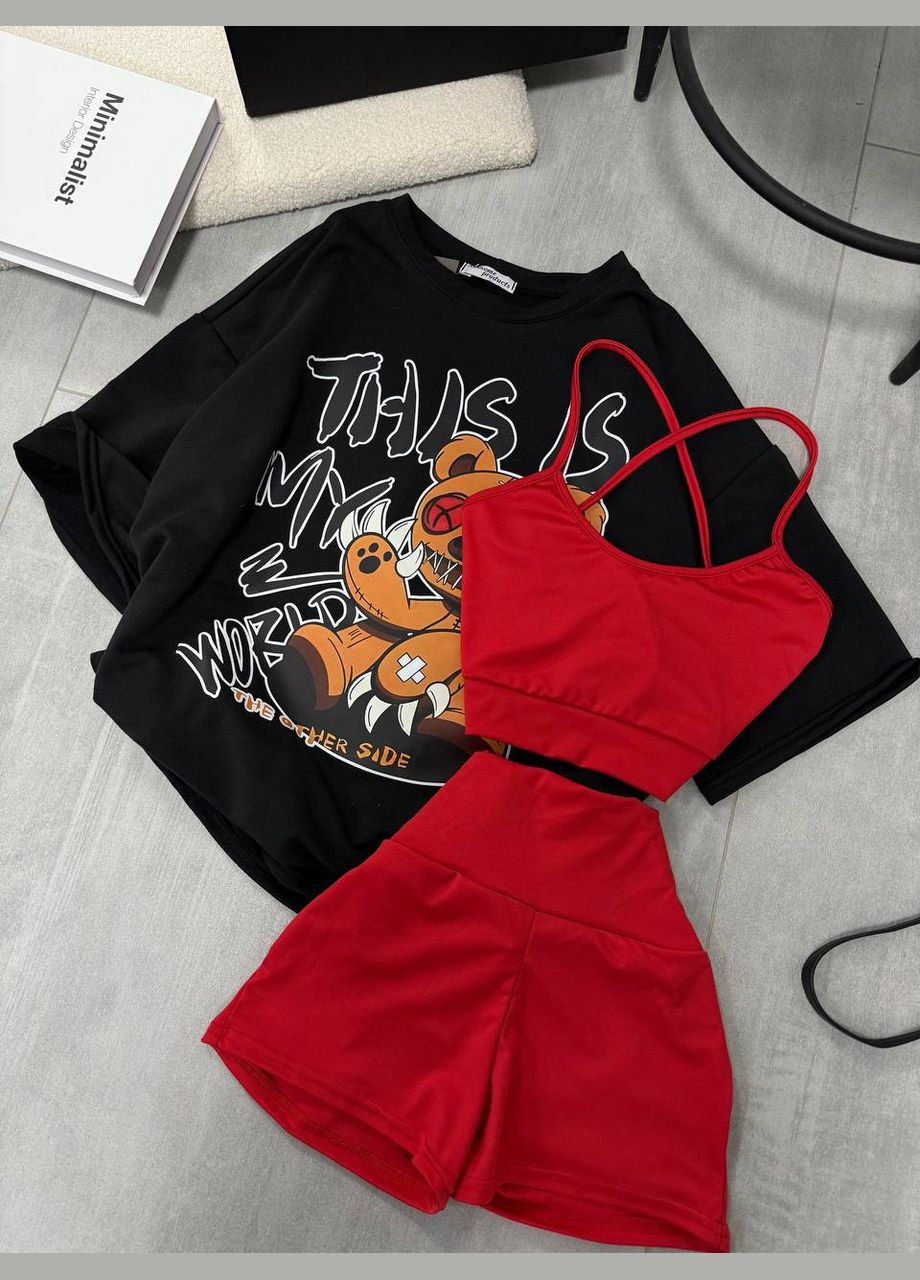 Костюм тройка топ и велосипедки No Brand (327433621)