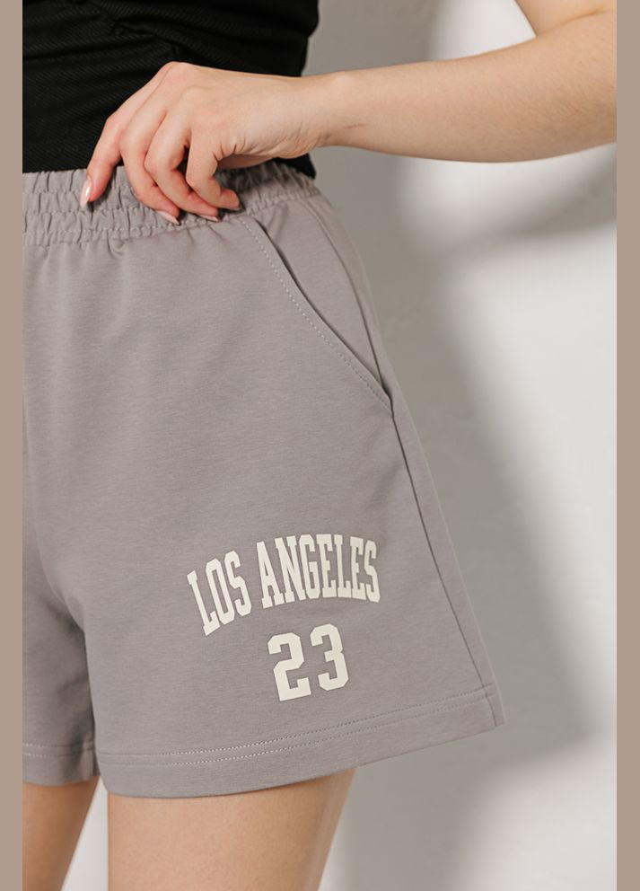 Трикотажні жіночі шорти світло-бежеві з принтом Los Angeles Arjen (289787376)