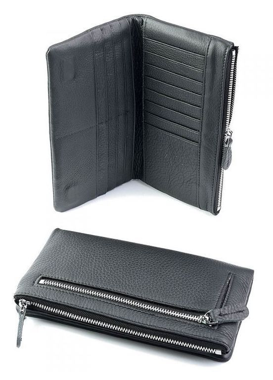 Жіночий шкіряний гаманець чорний NIUNIU (307151623)