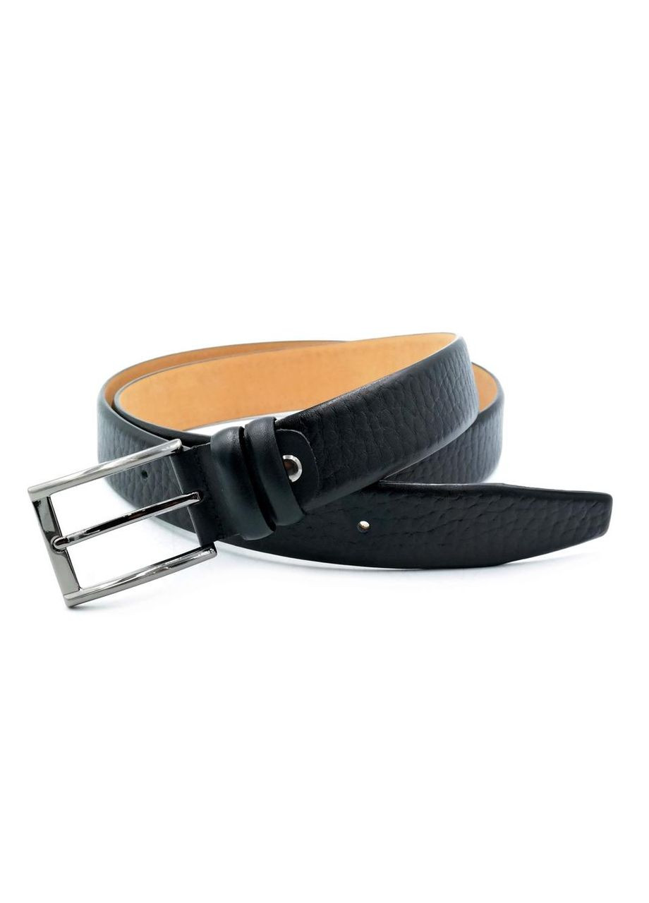 Шкіряний чоловічий ремінь 3,3 х 105-125 см Чорний Weatro (322594540)