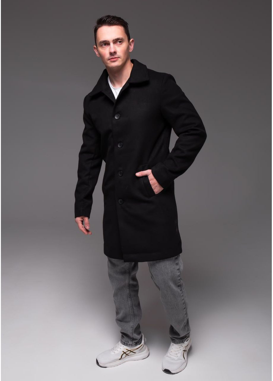 Чорне демісезонне Чоловіче класичне пальто без утеплення Vakko