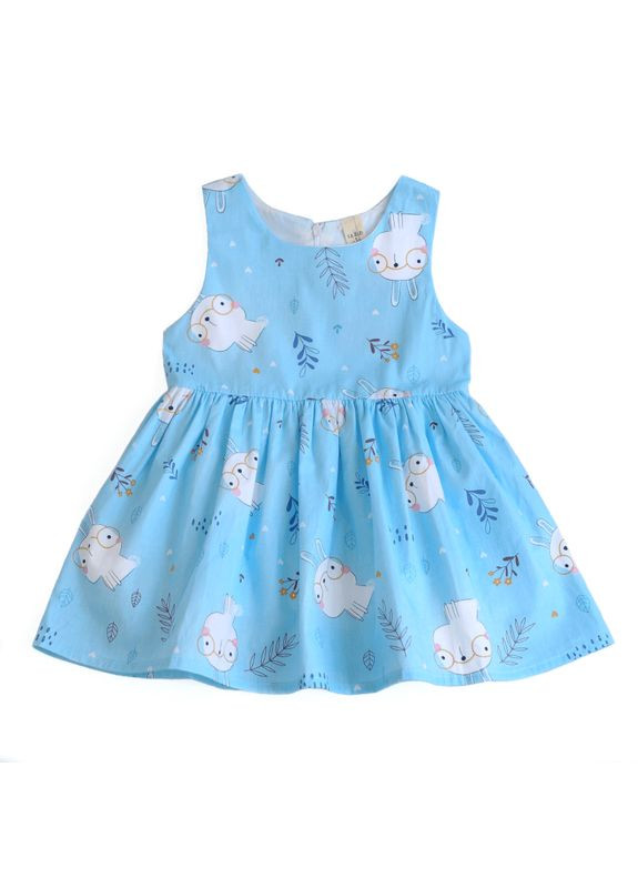 Блакитна сукня дитяча літня з кроликом (голубой 130см) (392) Qoopixie (290704457)