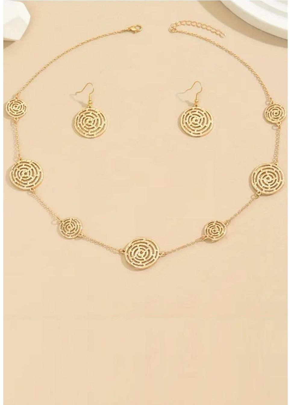 Ажурний комплект прикрас - кольє та сережки геометрія, 1428 No Brand (361205795)