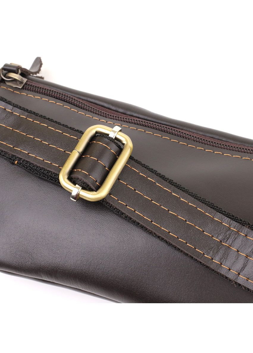 Чоловіча бананка глянсова коричнева 34×12×4 см 23126 Shvigel (362417702)