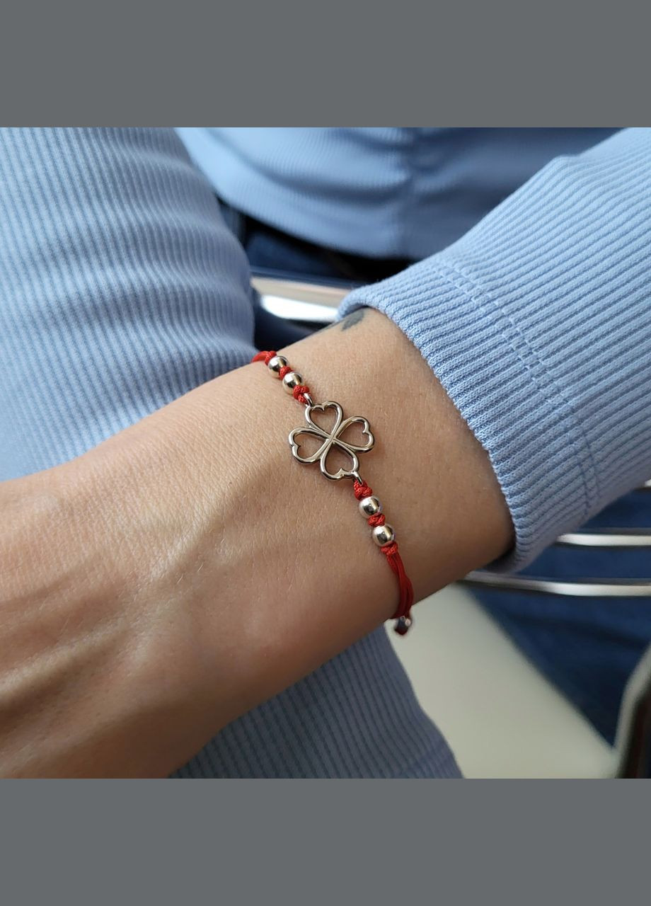 Серебряный браслет Оберег Клевер без камней серебро 925 пробы Родированное 75144 1.95г Nobrand (363969134)