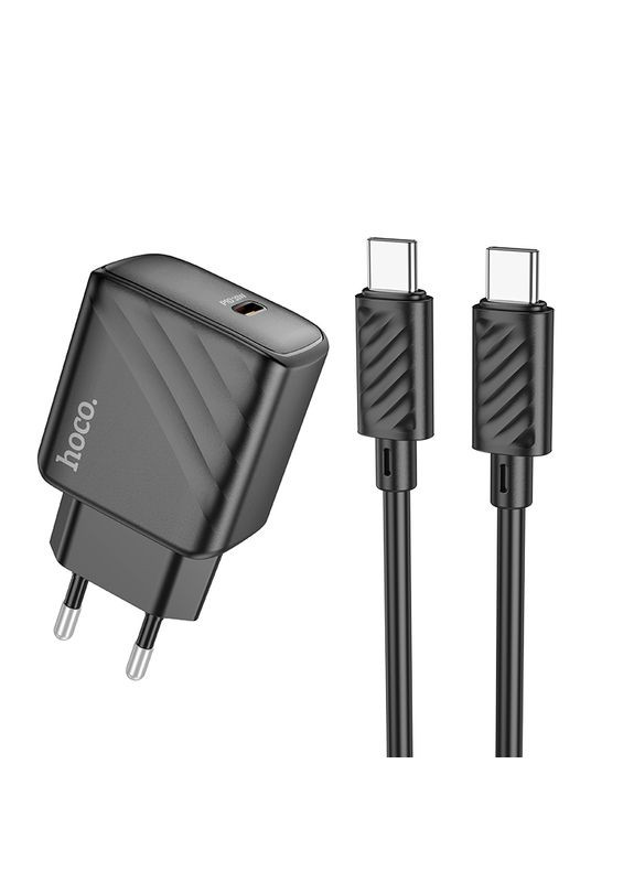 Мережевий Зарядний Пристрій CS22A 1USB-C PD/QC 30W+Type-C to Type-C Чорний Hoco (337995131)
