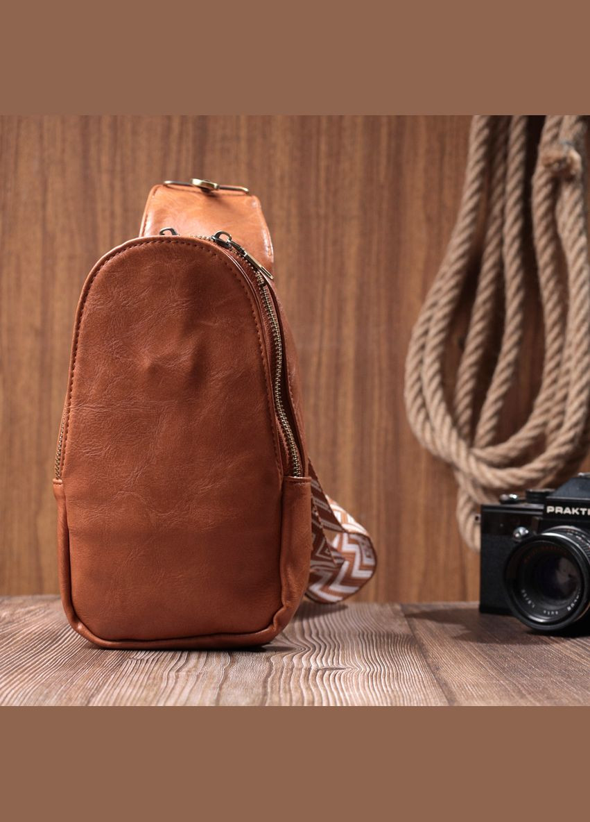 Цікава сумка через плече в модному кольорі з екошкіри 22793 Рудий Vintage (304533809)