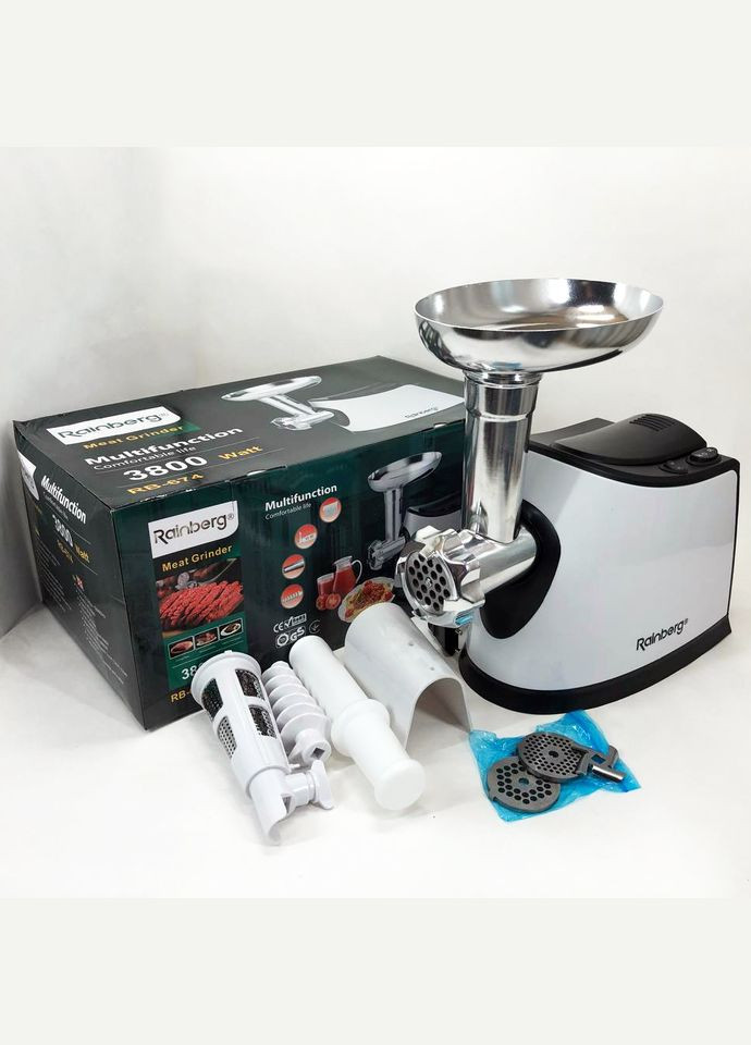Електром'ясорубка з соковижималкою RB-674 3000W, електром'ясорубка для шатківниці, потужна м'ясорубка Rainberg (364665900)