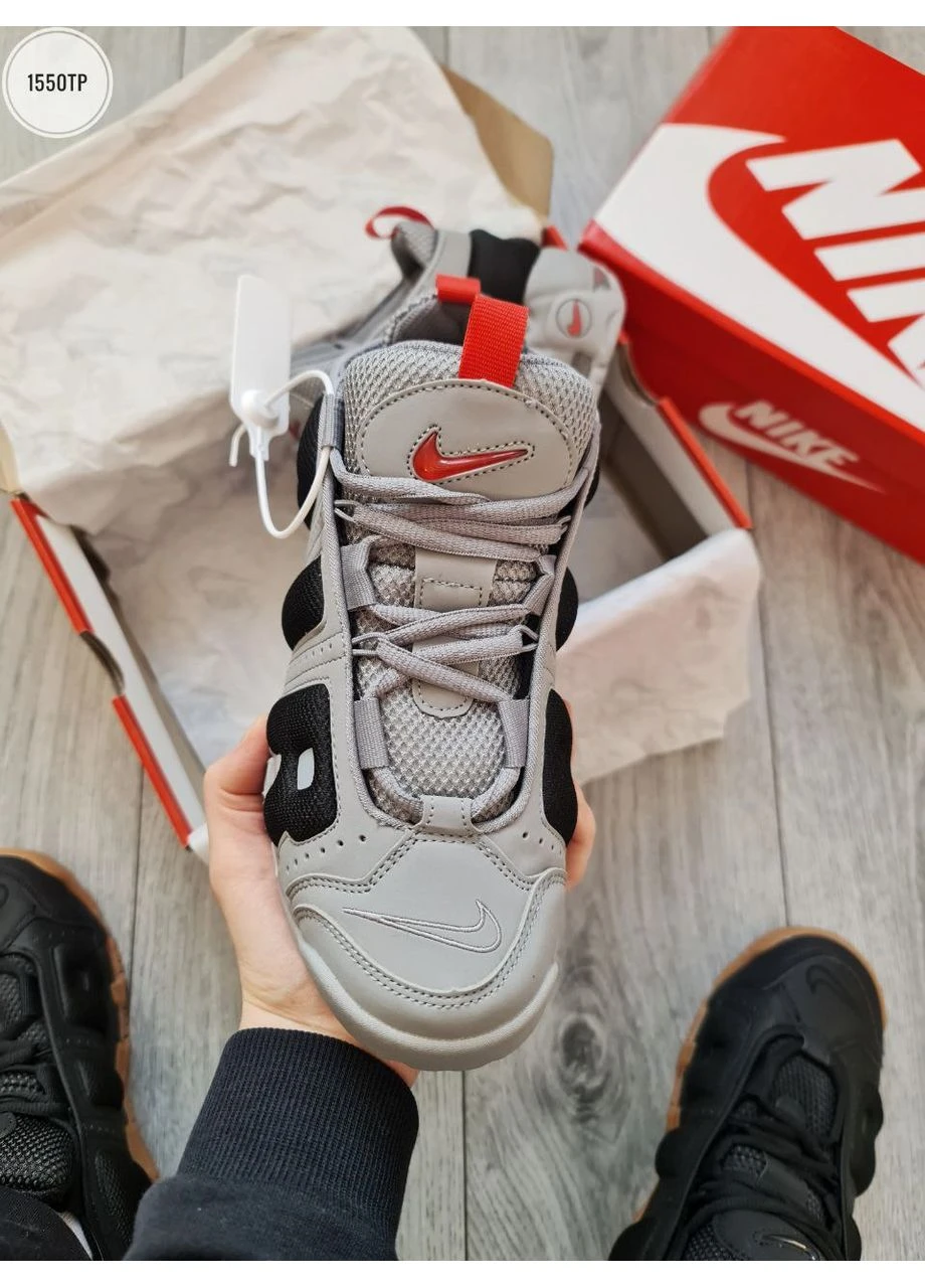 Чорні літні кросівки nike air more uptempo low gray/black/red найк аір мор уптемпо No Brand