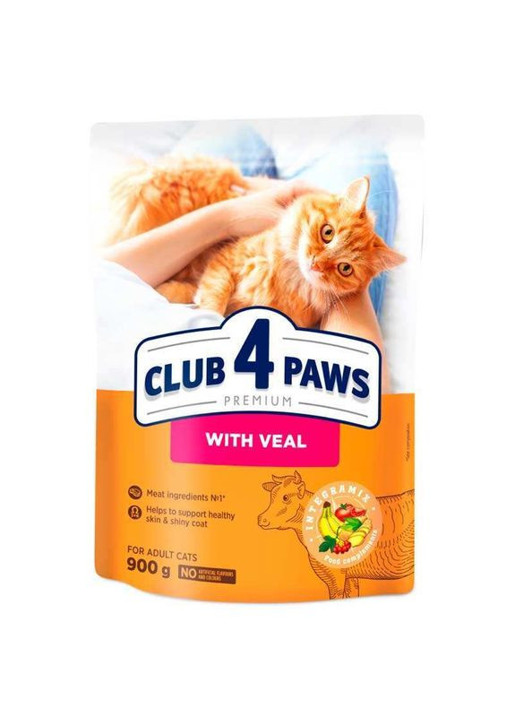 Premium Adult Cat Veal - Сухой корм с телятиной для взрослых котов - 900 г Club 4 Paws (327070959)