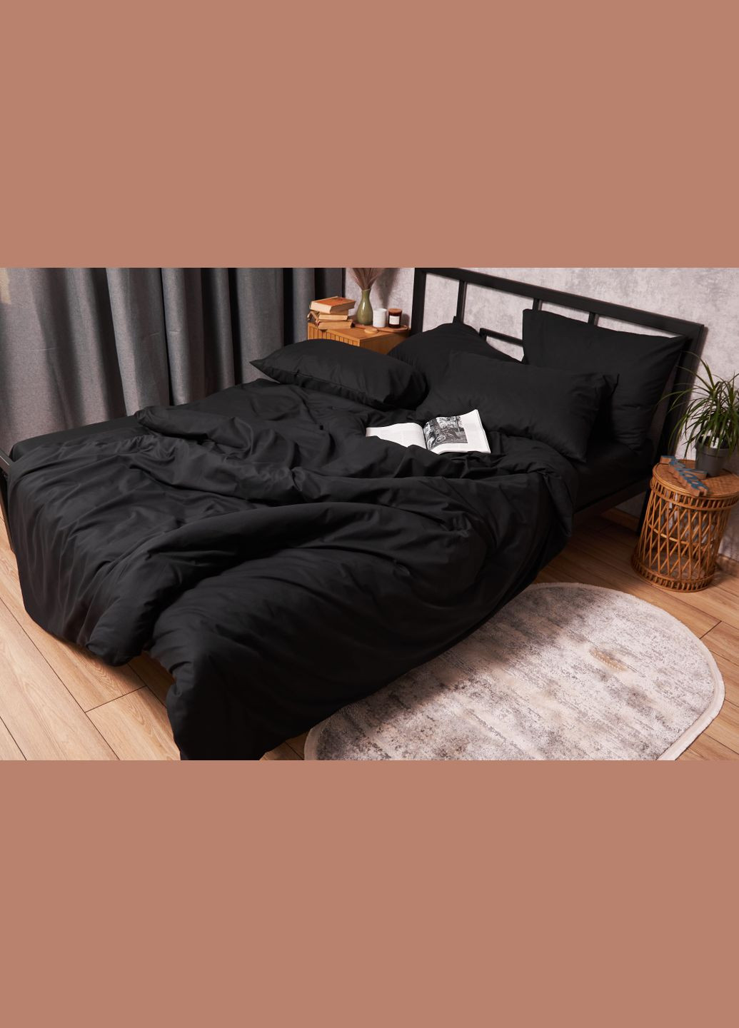 Комплект постільної білизни Бязь Gold Люкс сімейний 143х210х2 наволочки 4х50х70 (MS-820003003) Moon&Star Black (288043351)