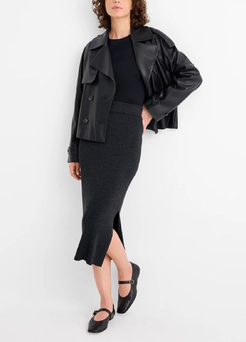 Темно-серая однотонная юбка C&A