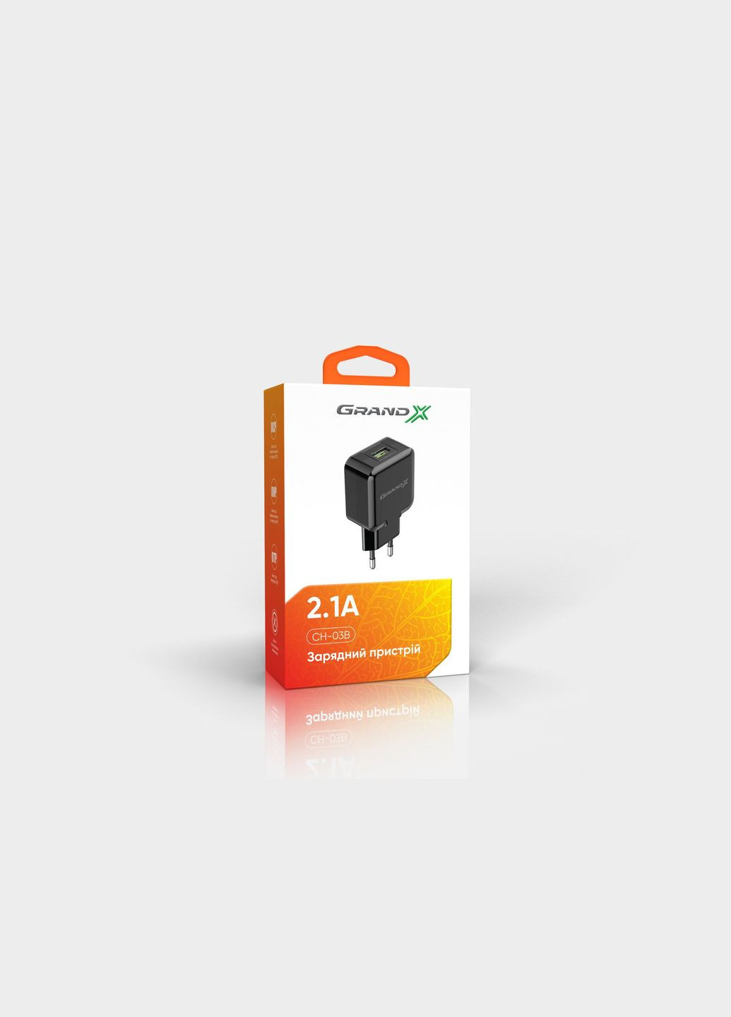 Сетевое зарядное устройство (1xUSB 5В/2.1А) Black (CH-03B) Grand-X (341490715)