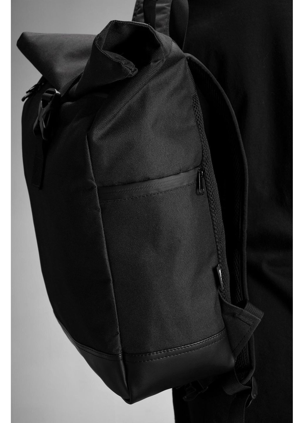 Женский Повседневный Рюкзак Роллтоп Школьный Basic Black Without (360641892)