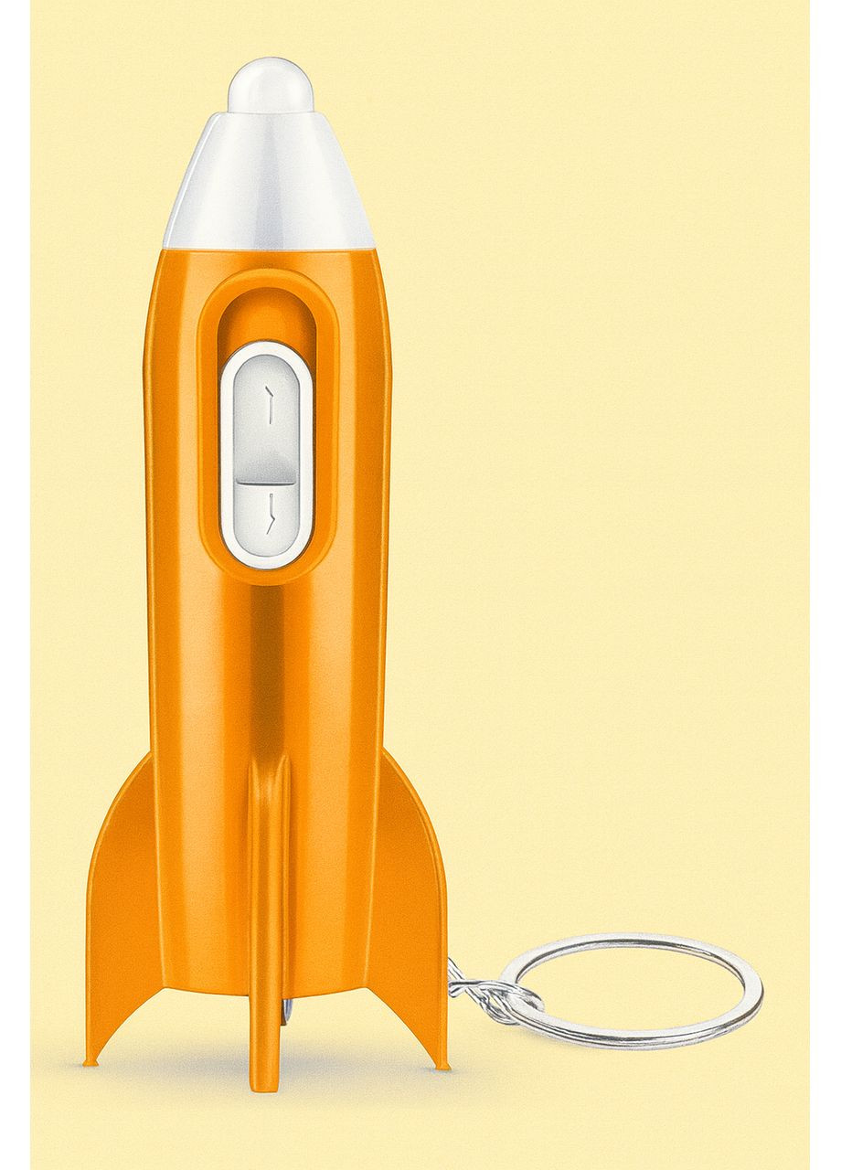 Брелок-фонарик в форме ракеты LED с кнопкой, игрушка-сувенир Оранжевый No Brand (355794585)