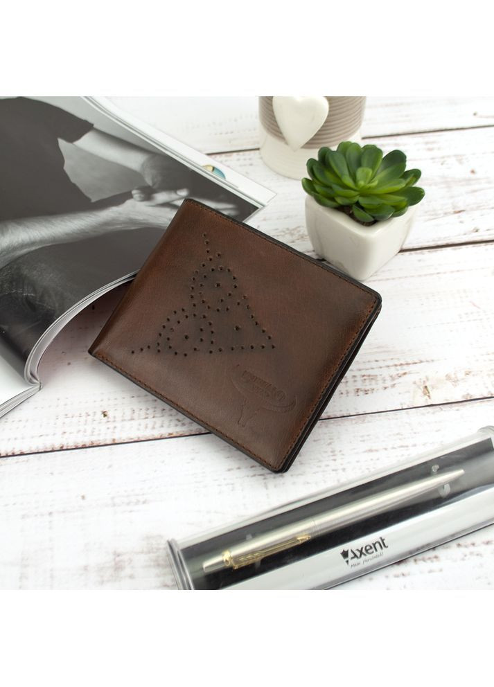 Мужское кожаное портмоне без застежки N7-02-GG коричневое Always Wild (372736492)