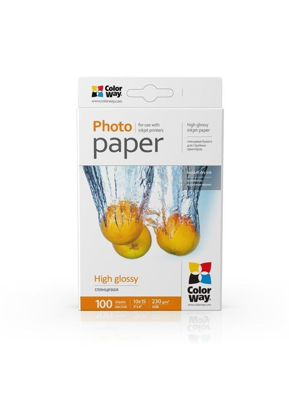 Фотобумага CW глянцевая 230г/м2 10х15см 100арк (PG2301004R) Colorway (332977024)