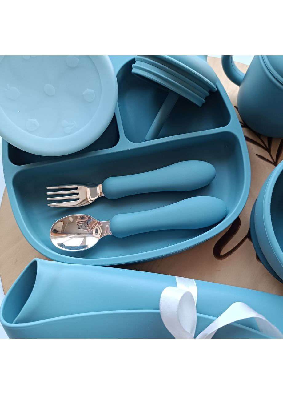 Набор посуды для малыша Смоки блу 10 шт Посуда для малышей безопасная экологичная (0205) No Brand (368999942)